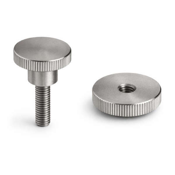 Assortiment de vis moletée et écrou moleté de haute qualité, incluant vis moletée acier et vis moletée inox conformément aux normes DIN 653, DIN 464, DIN 467 et DIN 466, parfaits pour le serrage manuel dans des installations industrielles. Vis moletée M3 à M12 et écrou moleté M3 à M12 présentés avec une tête striée pour une prise ferme et un moletage précis, affichant un filetage intégral et pour certaines, une forme avec épaulement. Ces composants industriels d'accessoires de serrage, tels que ceux utilisés en chaudronnerie et tôlerie, illustrent la visserie industrielle destinée à la fixation industrielle, avec une résistance à la corrosion pour assurer la qualité industrielle. Les composants mécaniques en acier et inox offrent durabilité et performance pour les accessoires d'installations industrielles.