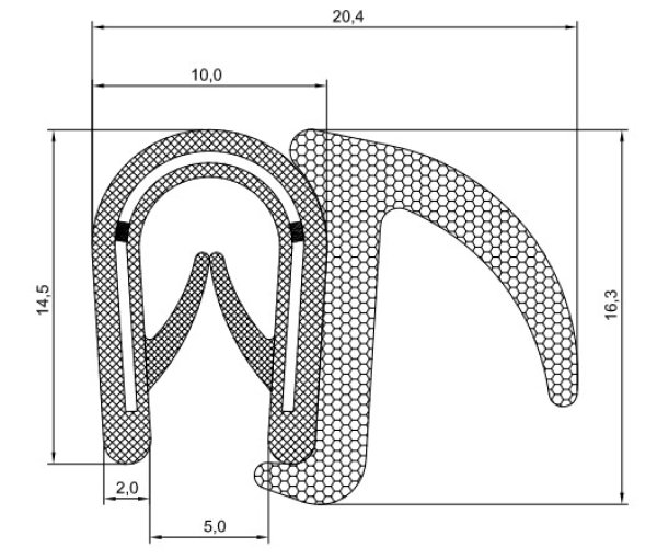 Profil PVC armature métallique lèvres latérale