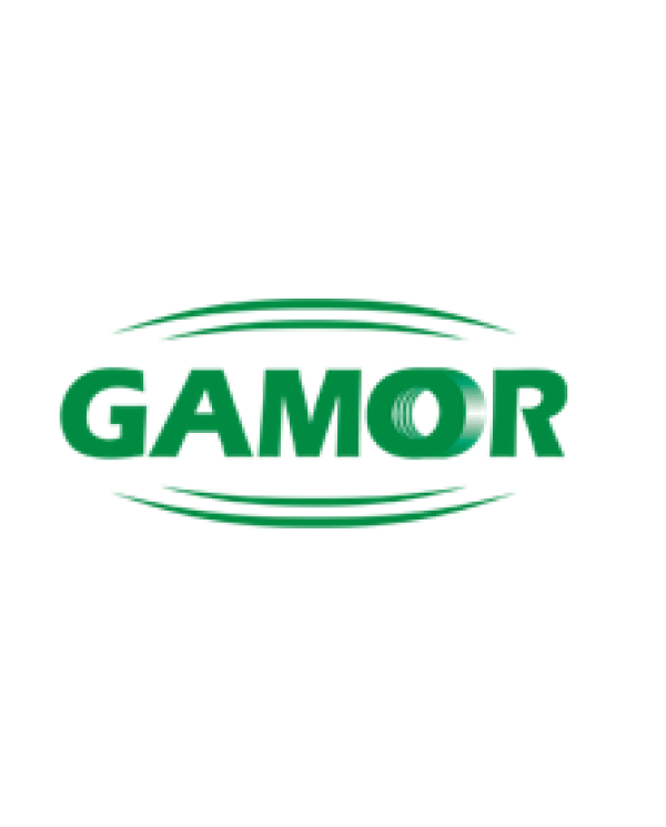 Logo de la marque GAMOR spécialisée en fournitures industrielles, incluant des solutions de taraudage, des taraudeuses pneumatiques, électriques et hydrauliques, ainsi que des bras de taraudage pour l'industrie manufacturière.
