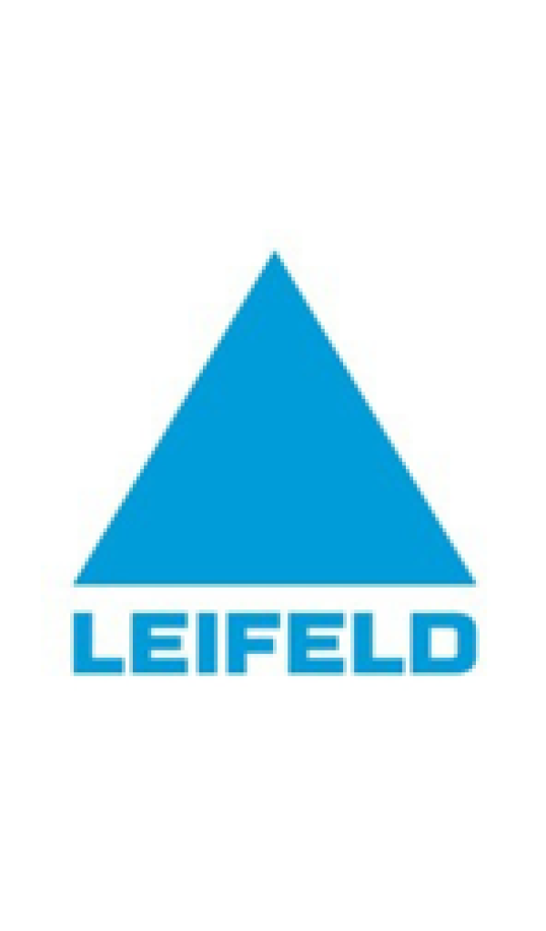 Logo bleu de Leifeld, leader en machines de formage et technologie du formage pour l'industrie du métal.