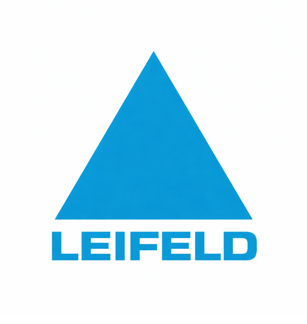 Logo bleu de Leifeld, leader en machines de formage et technologie du formage pour l'industrie du métal.