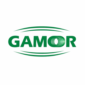 Logo de la marque GAMOR spécialisée en fournitures industrielles, incluant des solutions de taraudage, des taraudeuses pneumatiques, électriques et hydrauliques, ainsi que des bras de taraudage pour l'industrie manufacturière.